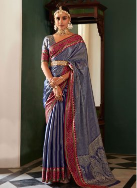 Kanjivaram Silk Woven Work Designer Contemporary Style Saree