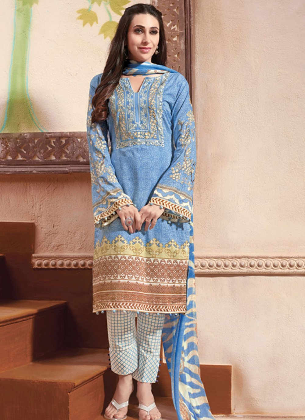 Georgette Embroidered Punjabi Suit in Light Green – Common Kiwi