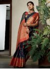 Navy Blue and Red Woven Work Traditional Designer Saree - 1