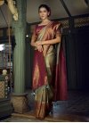 Grey and Maroon Woven Work Designer Contemporary Style Saree - 1