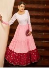 Faux Georgette Off White and Pink Floor Length Trendy Gown - 1