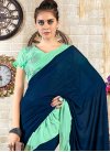 Mint Green and Navy Blue Stone Work Designer Contemporary Style Saree - 1
