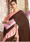 Coffee Brown and Salmon Traditional Designer Saree For Casual - 1