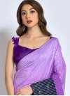 Resham Work Purple and Violet Designer Contemporary Style Saree - 1