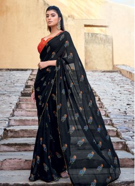 Lace Work Faux Georgette Designer Contemporary Style Saree