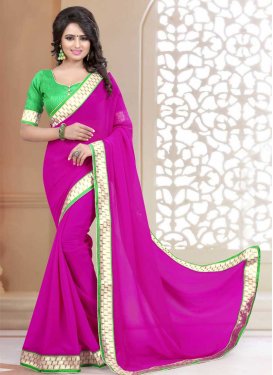 Lace Work Faux Georgette Designer Traditional Saree For Casual