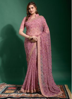 Lace Work Faux Georgette Traditional Designer Saree