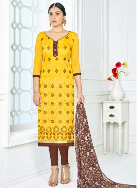 Lace Work Straight Salwar Kameez For Casual