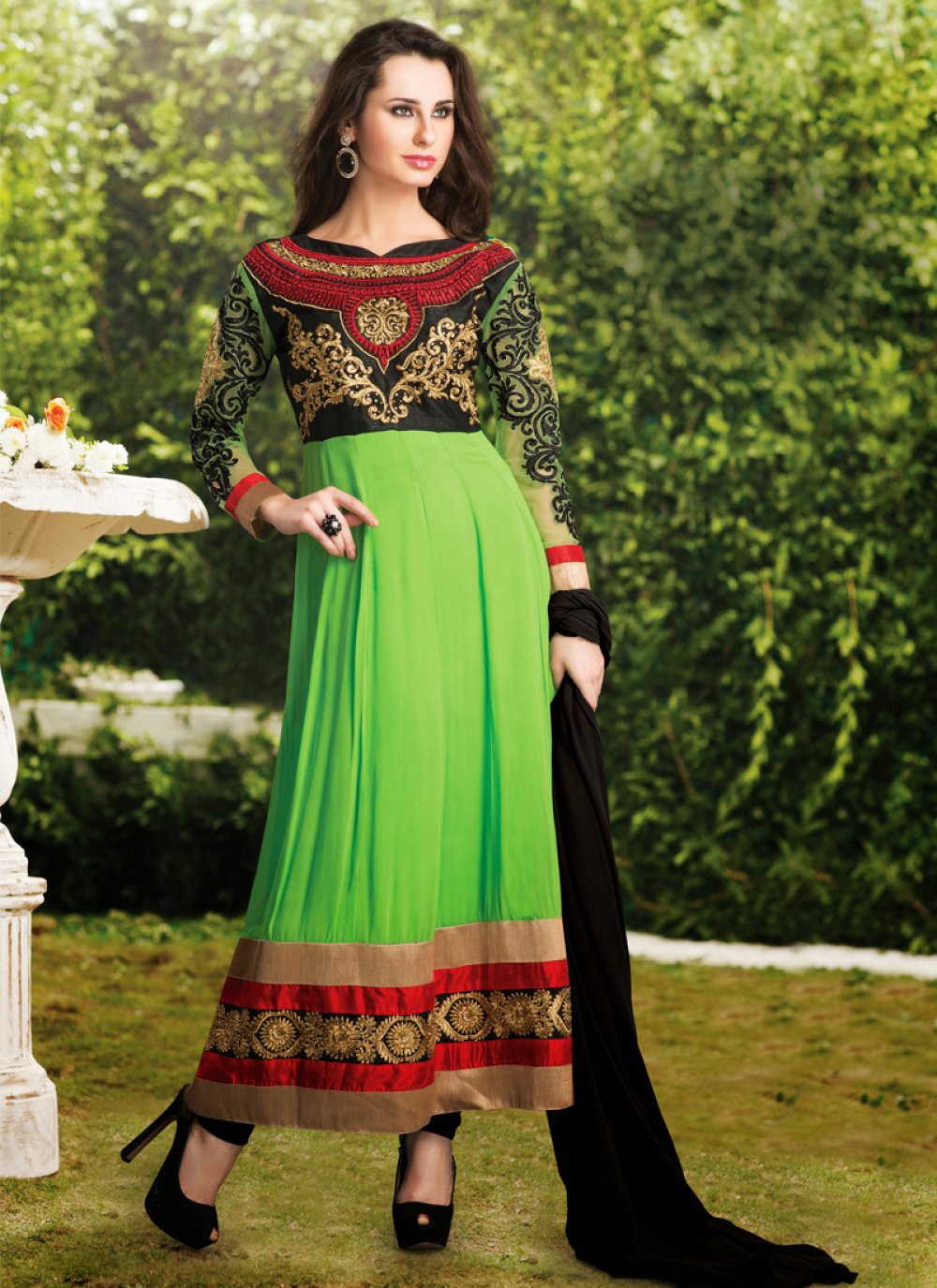 Latest Black And Mint Green Anarkali Salwar Suit