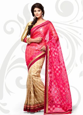 Latest Jaal And Lace Work Half N Half  Casual Saree