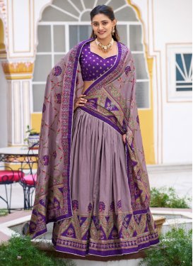 Lavender and Purple Tussar Silk Digital Print Work Trendy Lehenga Choli for Women