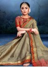 Woven Work Brown and Red Traditional Designer Saree - 1