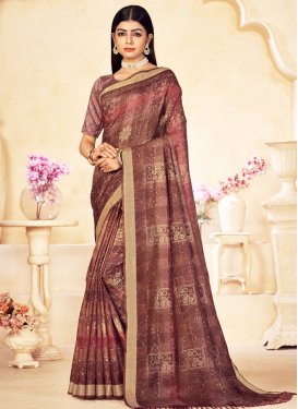 Linen Silk Designer Contemporary Saree For Casual
