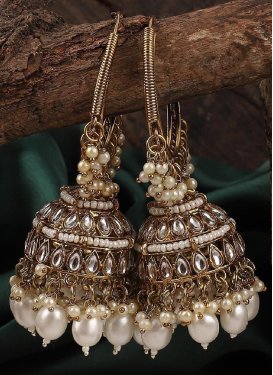 Lordly Alloy Gold and Off White Earrings For Festival