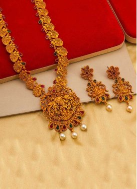 Lordly Alloy Gold Rodium Polish Necklace Set For Bridal