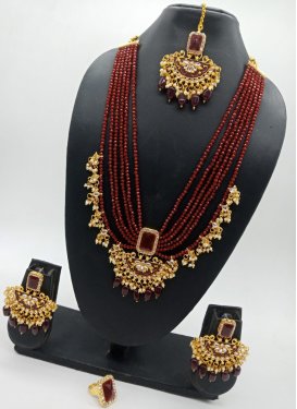 Lordly Alloy Gold Rodium Polish Necklace Set For Ceremonial