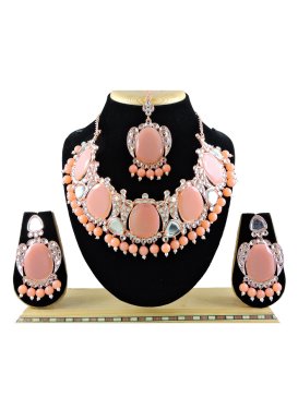 Lordly Beads Work Gold Rodium Polish Alloy Necklace Set For Party