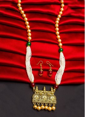 Lordly Gold and White Gold Rodium Polish Beads Work Necklace Set