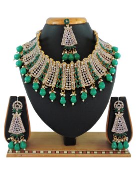 Lordly Gold Rodium Polish Necklace Set For Ceremonial
