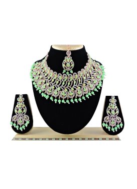 Lordly Mint Green and White Alloy Necklace Set
