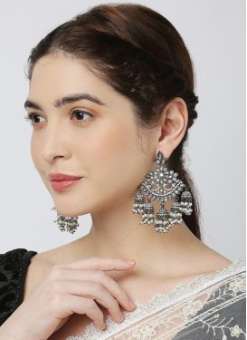 Lordly Silver Rodium Polish Earrings For Party