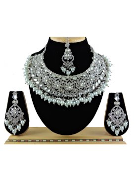 Lordly Silver Rodium Polish Necklace Set For Festival