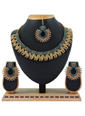 Lordly Stone Work Gold Rodium Polish Alloy Necklace Set For Party