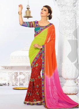 Lovable Resham And Lace Work Georgette Casual Saree