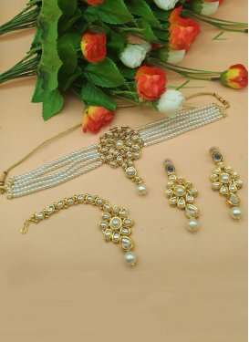 Lovely Alloy Gold Rodium Polish Beads Work Necklace Set
