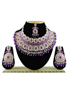 Lovely Alloy Purple and White Necklace Set