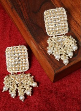 Lovely Beads Work Gold Rodium Polish Earrings