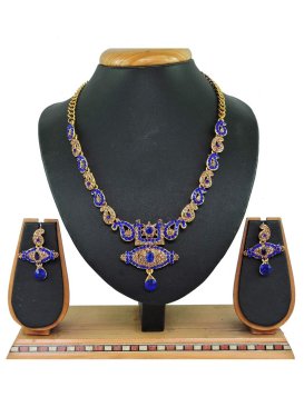 Lovely Beads Work Gold Rodium Polish Necklace Set For Ceremonial