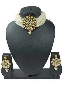 Lovely Gold Rodium Polish Beads Work Necklace Set
