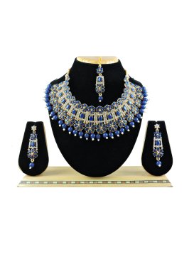 Lovely Gold Rodium Polish Beads Work Necklace Set For Party