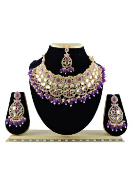 Lovely Purple and White Gold Rodium Polish Necklace Set