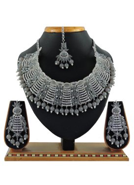 Lovely Silver Rodium Polish Necklace Set For Party