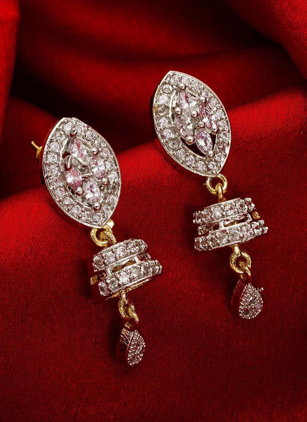 Lovely Stone Work Gold Rodium Polish Earrings