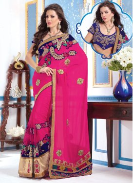 Luscious Booti Work Chiffon And Georgette Party Wear Saree