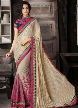 Luxurious Lace And Sequins Work Wedding Saree