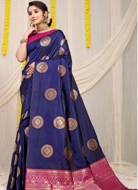Magenta and Navy Blue Trendy Classic Saree For Ceremonial
