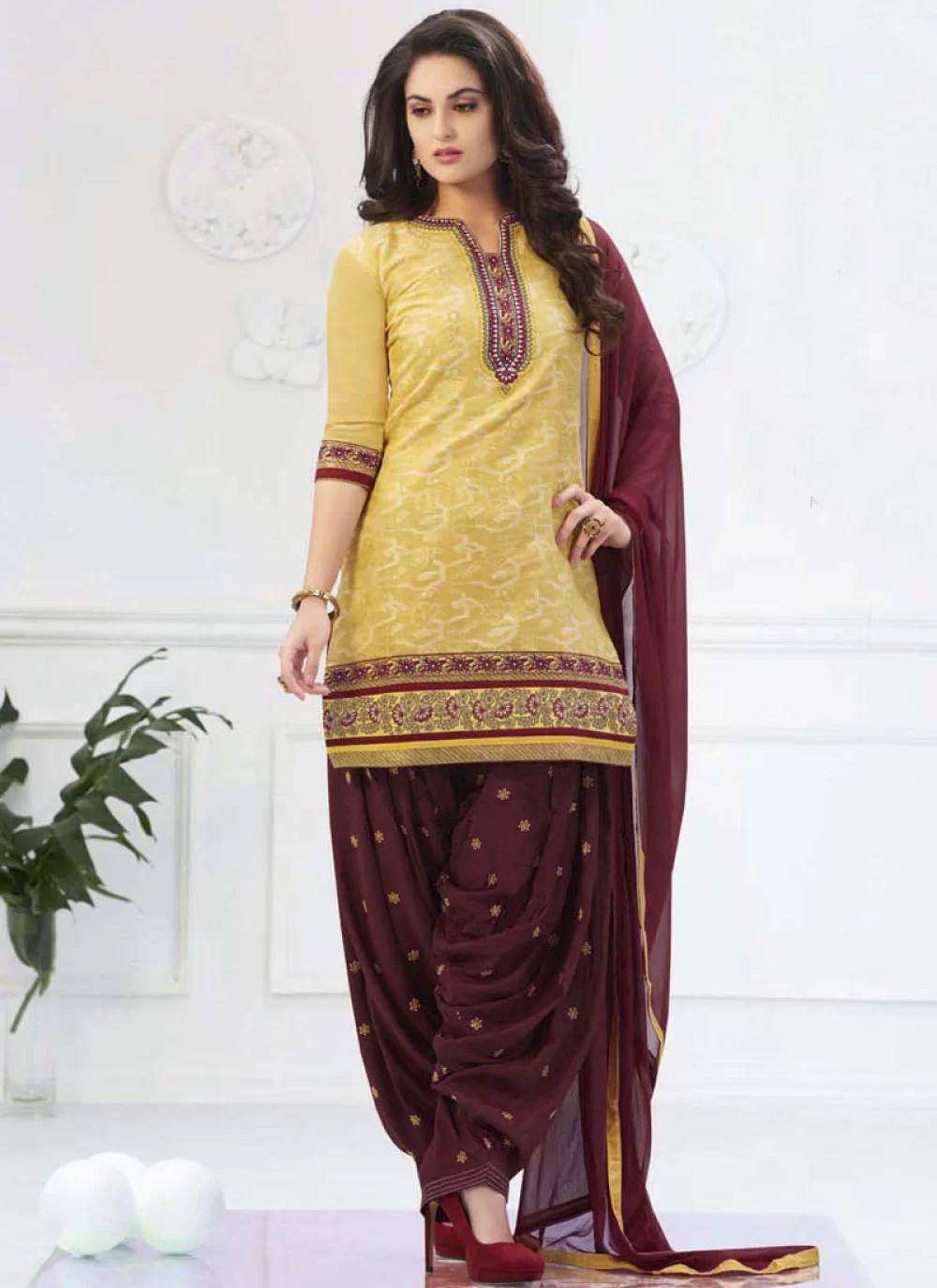 Coffee colour punjabi hot sale salwar suit