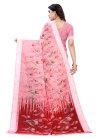 Red and Salmon Linen Designer Contemporary Style Saree For Casual - 2