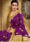 Mustard and Purple Designer Traditional Saree For Ceremonial - 1