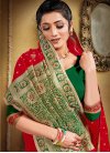 Green and Red Woven Work Designer Contemporary Style Saree - 1