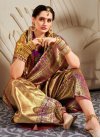 Gold and Violet Woven Work Designer Contemporary Style Saree - 1