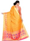 Art Silk Mustard and Rose Pink Designer Contemporary Style Saree For Festival - 2