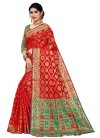 Art Silk Green and Red Designer Contemporary Style Saree - 1