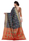Navy Blue and Red Woven Work Traditional Designer Saree - 2