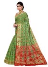 Olive and Red Designer Contemporary Style Saree - 1