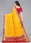 Art Silk Red and Yellow Traditional Designer Saree - 1